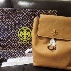 *NEW* Tory Burch Pebbled Leather Backpack Tan Tiramisu $498 Bag