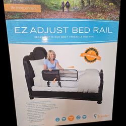 26 in. to 42 in. EZ Adjustable Bed Rail with Swing-down Safety Railing and Pouch, in Black