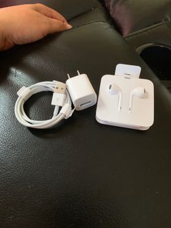 Brand new apple certified headphones charger and block. I have plenty each set is 20$