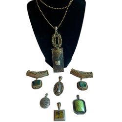 Vintage Lot Of 7 Pendants Silver 90s 