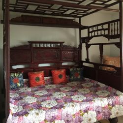 Antique Chinese Wedding Bed Build Circa late l800 (68"W x 80"L x 24"H) - $2,000 (Carmel Valley, San Diego)