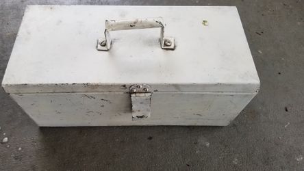 Metal toolbox with tools inside