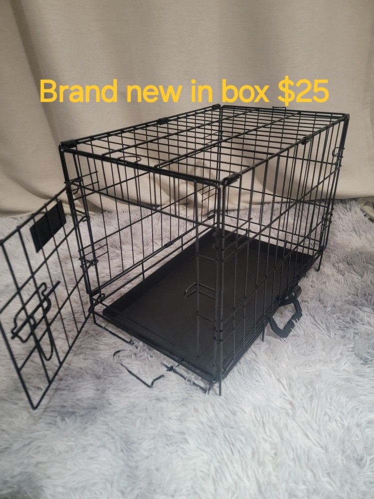 New In Box! Small Dog Crate Cat Cage With Tray Folds Flat Puppy Kennel Jaula De Mascota, Add A Bed & 2 Bowls $15