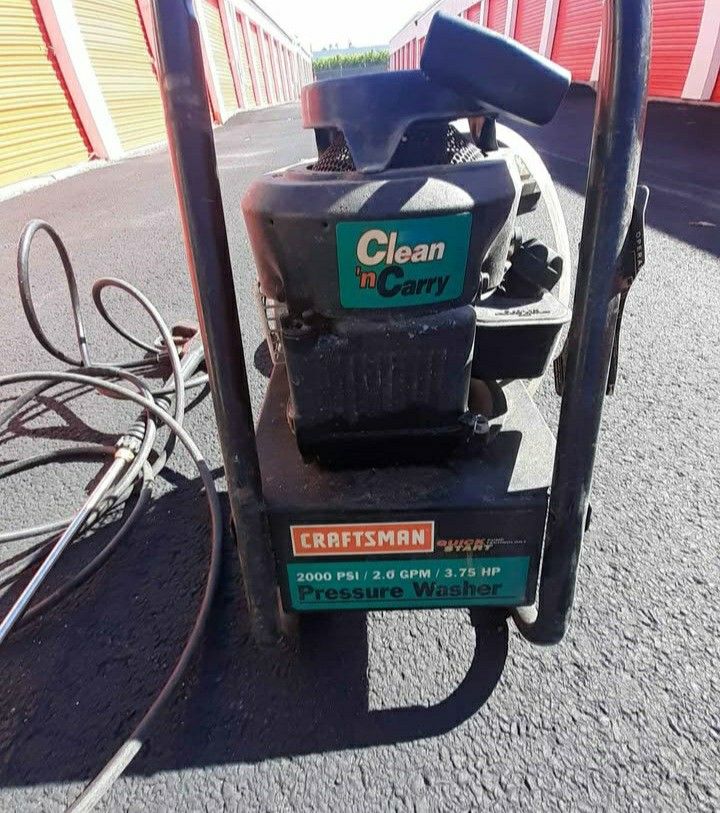 Power Washer Pressure Washer Gas Craftsman Clean n Carry 2000 psi/2.0 GPM/3.75 HP