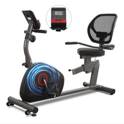 Exercise Bike for Home Use, Quiet Recumbent Stationary Bikes for Adults & Seniors, 8-Level Resistance, Adjustable Seat, Workout Equipment for Gym, Pul