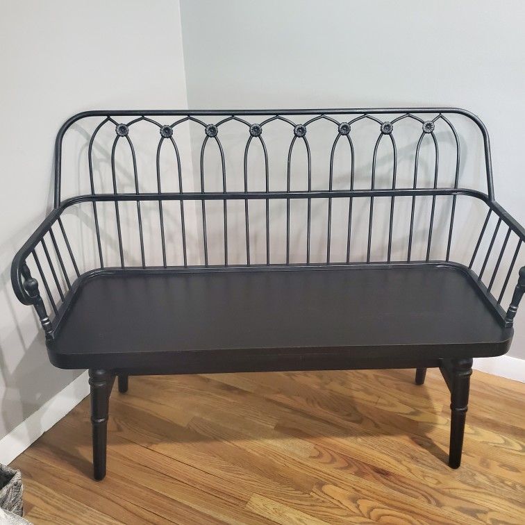 Kirkland's Home Black Metal And Wood Amy Bench
