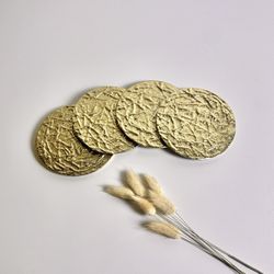 Beautiful Set of 4 Metal Gold Coasters