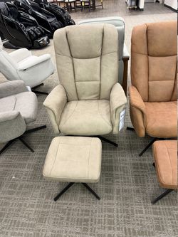 Swivel Recliner with Ottoman - Beige | Reclining Chair | Lounge Chair
