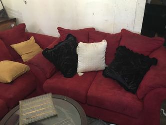 Two piece red couch