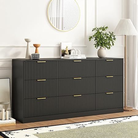 9 Drawer Dresser for Bedroom with Deep Drawers, 63" Wide Wood Dresser, Large Floor Chest of Drawers
