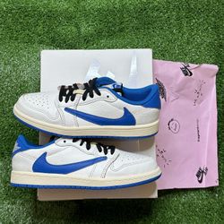Air Jordan 1 Retro Low “ Fragment X Travis Scott Sail Military Blue