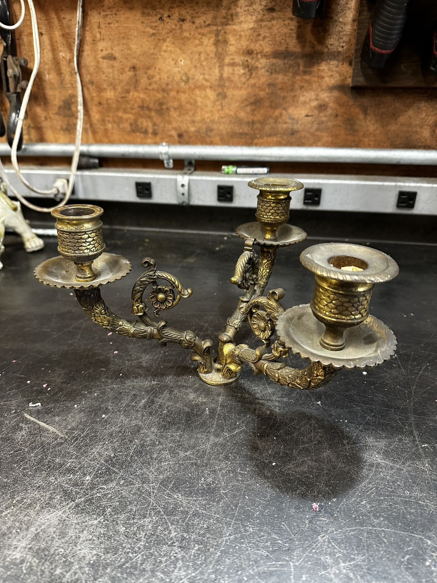 Antique Solid Brass Europen Candelabra Top Portion No Base