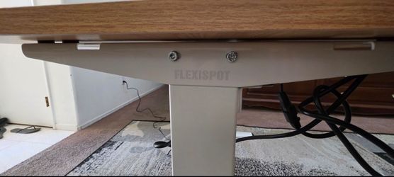 FlexiSpot Electric Standing Desk – Wood Top / White Frame