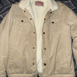 Mens Corduroy Tan Fluffy Jacket Size Medium
