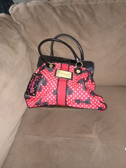 Vintage Betseyville Betsey Johnson Polka Dot Bow Tie Red Frame Purse

