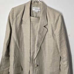 Vintage Liz Claiborne Linen Blazer & Skirt Set, Beige, Size 12