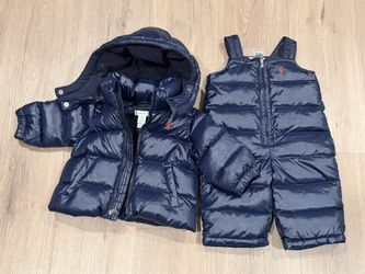 Polo Ralph Lauren Infant Boys 3M Baby Blue Puffer Down Snowsuit Bins & Jacket