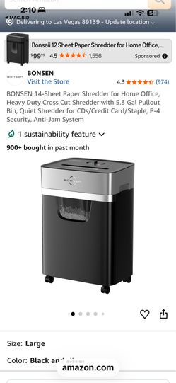 BONSEN 14-Sheet Heavy Duty Cross Cut Shredder – P-4 Security – 5.3 Gal Bin