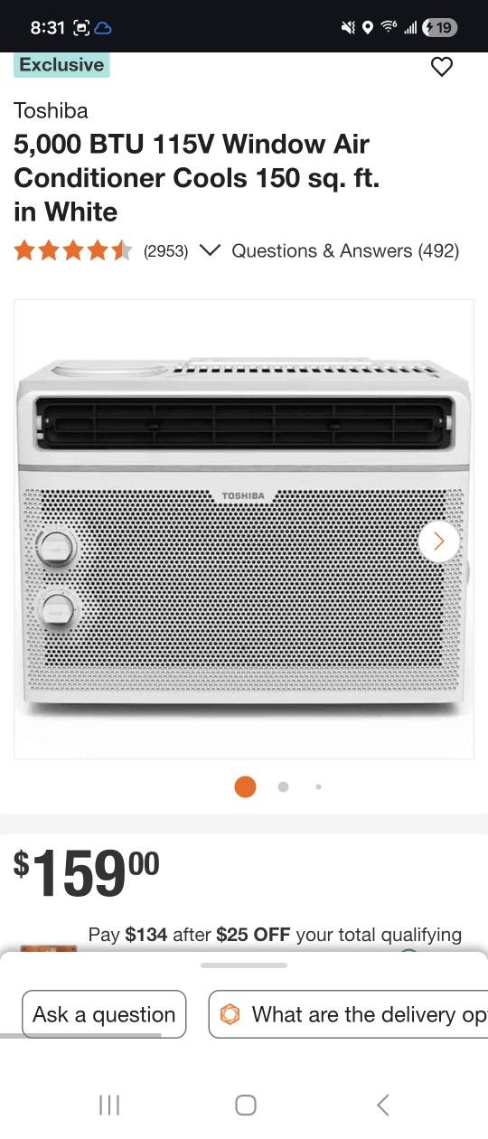 Toshiba 5000 BTU AC unit and Window Stand