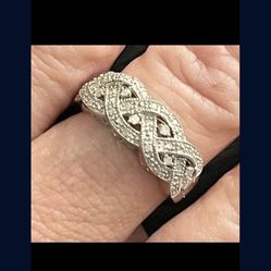 Women’s 1/8 Carat T.W. Sterling and Silver & Diamond Bridal Ring Size 6