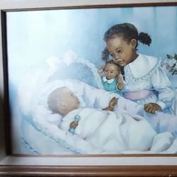 Young Children A Newborn Baby In A Baby Crib