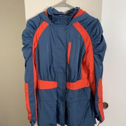 Blue & Orange Hooded Windbreaker Includes Pockets