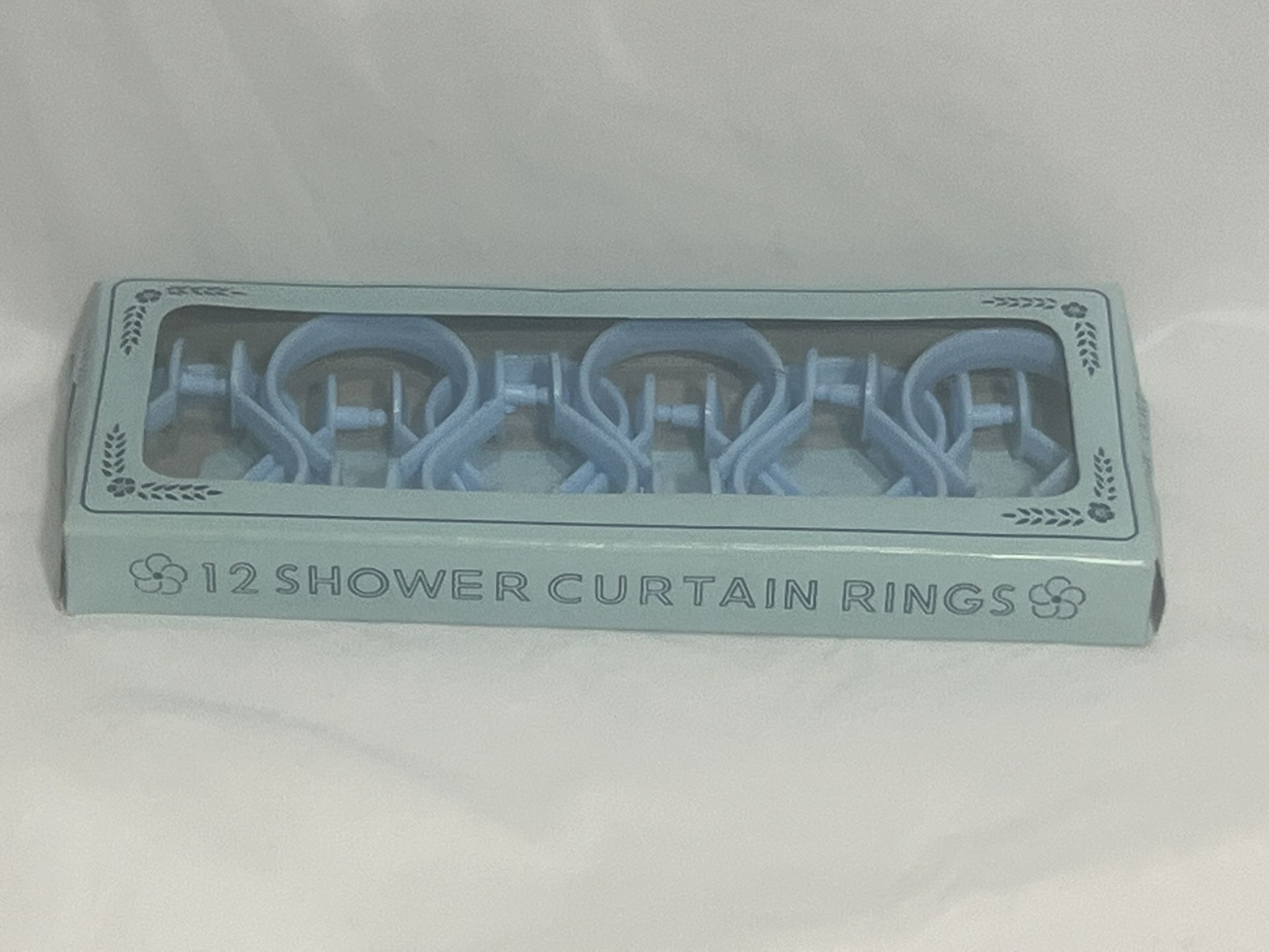 Vintage Shower Curtain Rings Hooks Blue Plastic Snap Close Retro Lot of 12