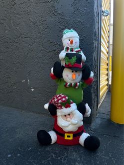 Stacked Christmas Plush Figures Decoration
