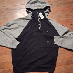 Men's Size Small New Tags Nautica Pullover Hoodie Thick Hal Zip Long Sleeve