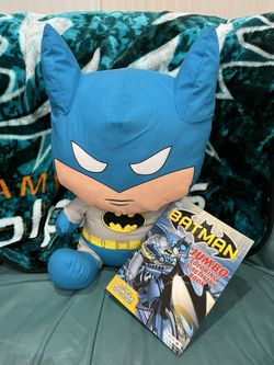 Large Batman Justice League Big Head Plush Doll and Jumbo Batman Coloring Activity Book