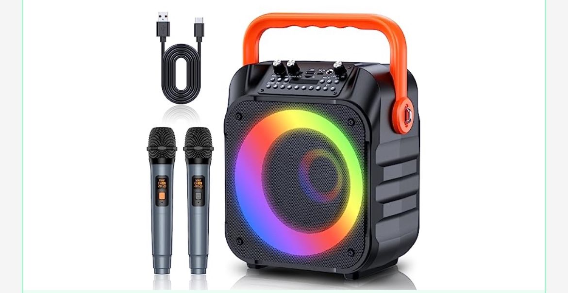Karaoke Machine with Two Wireless Microphones