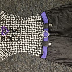 Girls 16 Pinky ROCK rocker dress leather skirt, b/w checker top. LOT 06