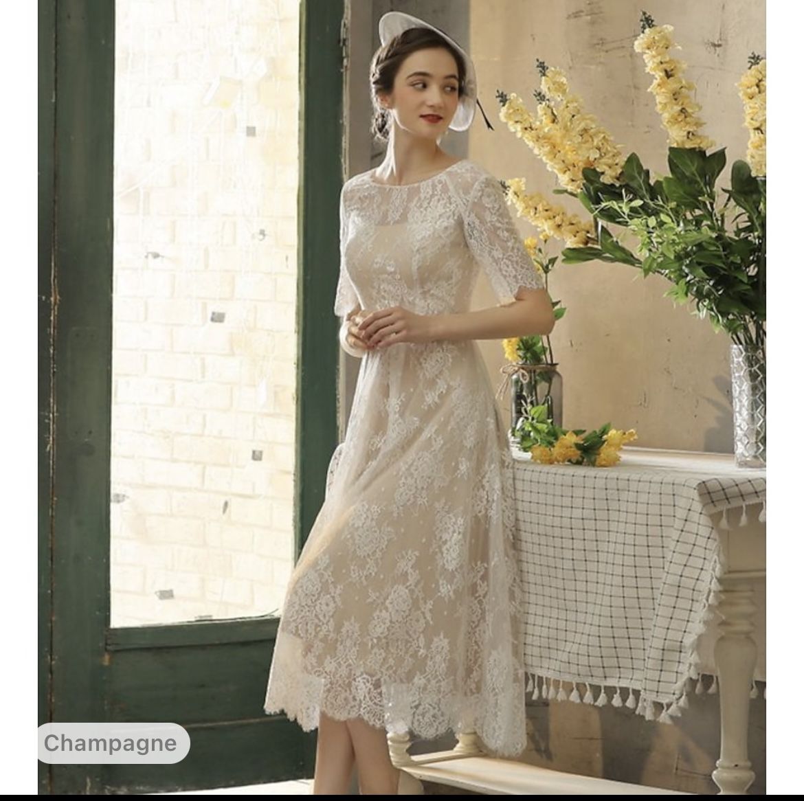 Cream Lace Dress Size 16