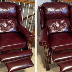 Lovely Wine Wingback Recliners In Mint Condition