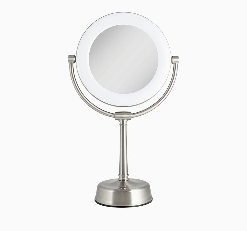 Zadro 12" Round Dimmable LED Makeup Mirror with Lights and Magnification 10X/1X Countertop Makeup Mirror