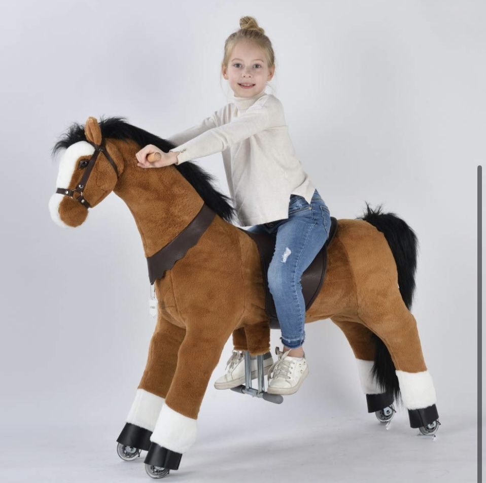 Ufree Large Mechanical Rocking Horse Toy, Ride on Bounce up and Down and Move, 44 inch for Children 6 to Adult (Black Mane and Tail) MSRP $389