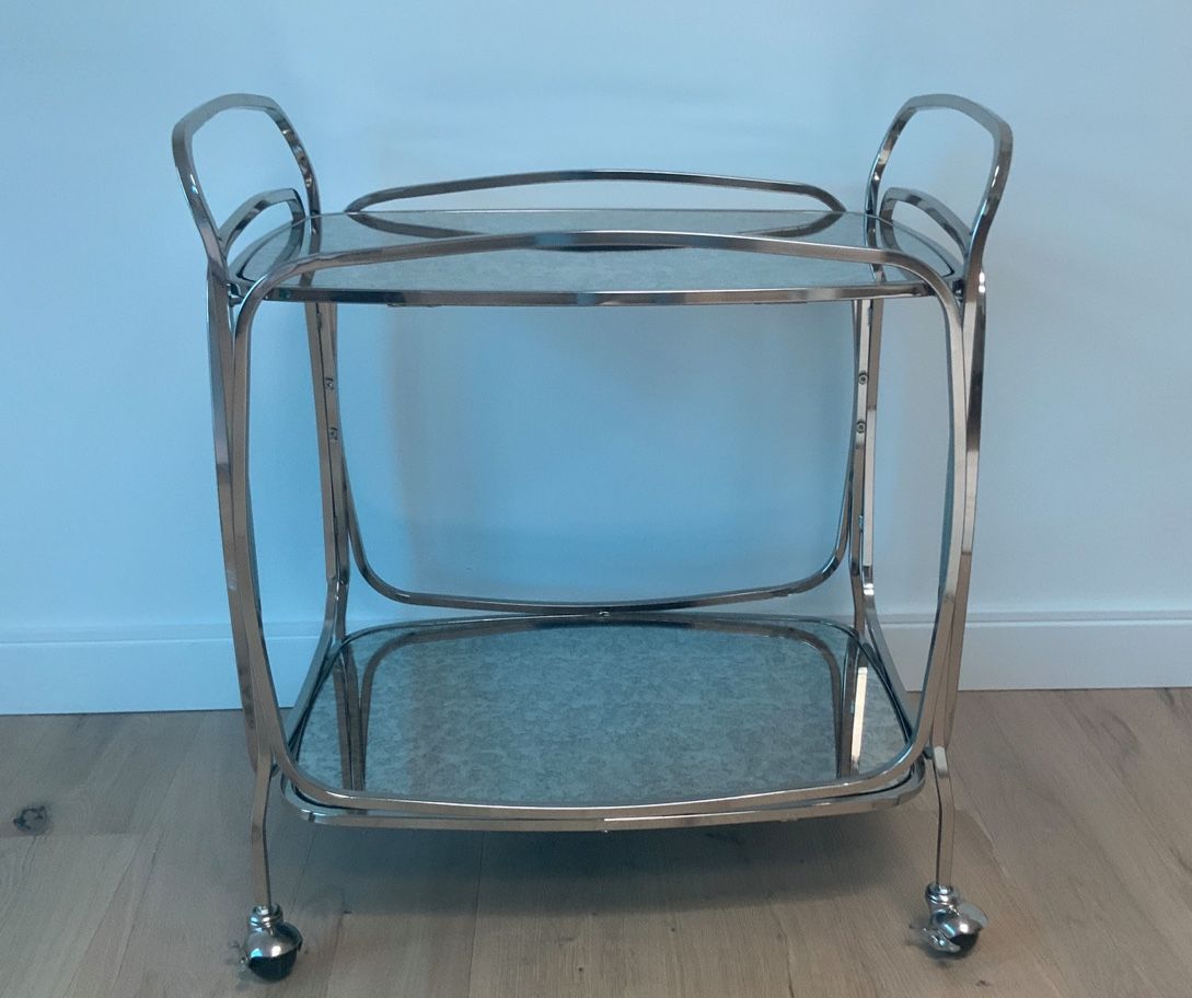 Antique West Elm Foxed Mirrored Bar Cart - Excellent Condition!