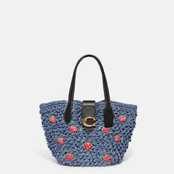 Small Tote With Strawberry Embroidery