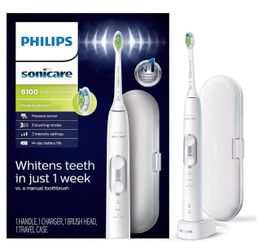 PHILIPS Sonicare ProtectiveClean 6100 Rechargeable Electric Toothbrush, with Pressure Sensor, 3 Cleaning Modes, SmarTimer and QuadPacer, 14-Day Batter