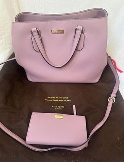 Kate Spade Evangeline Lilac Crossbody Top Handle Bag with matching wallet