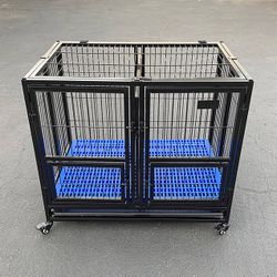 (New in box) $160 Stackable Folding Dog Cage Crate Kennel Heavy-Duty 37x25x33 inches