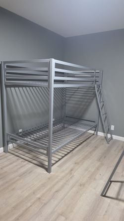 Gray Metal Bunk Bed Frame with Ladder Best offer