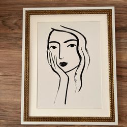 Minimalist Black & White Line Art – Framed Portrait 
