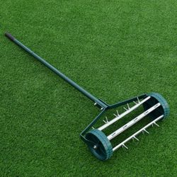 Rolling Garden Lawn Aerator Roller Home Grass Steel Handle