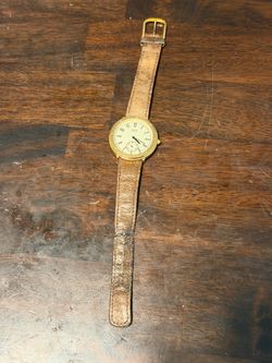Seiko Quartz Watch Gold Tone Leather Strap