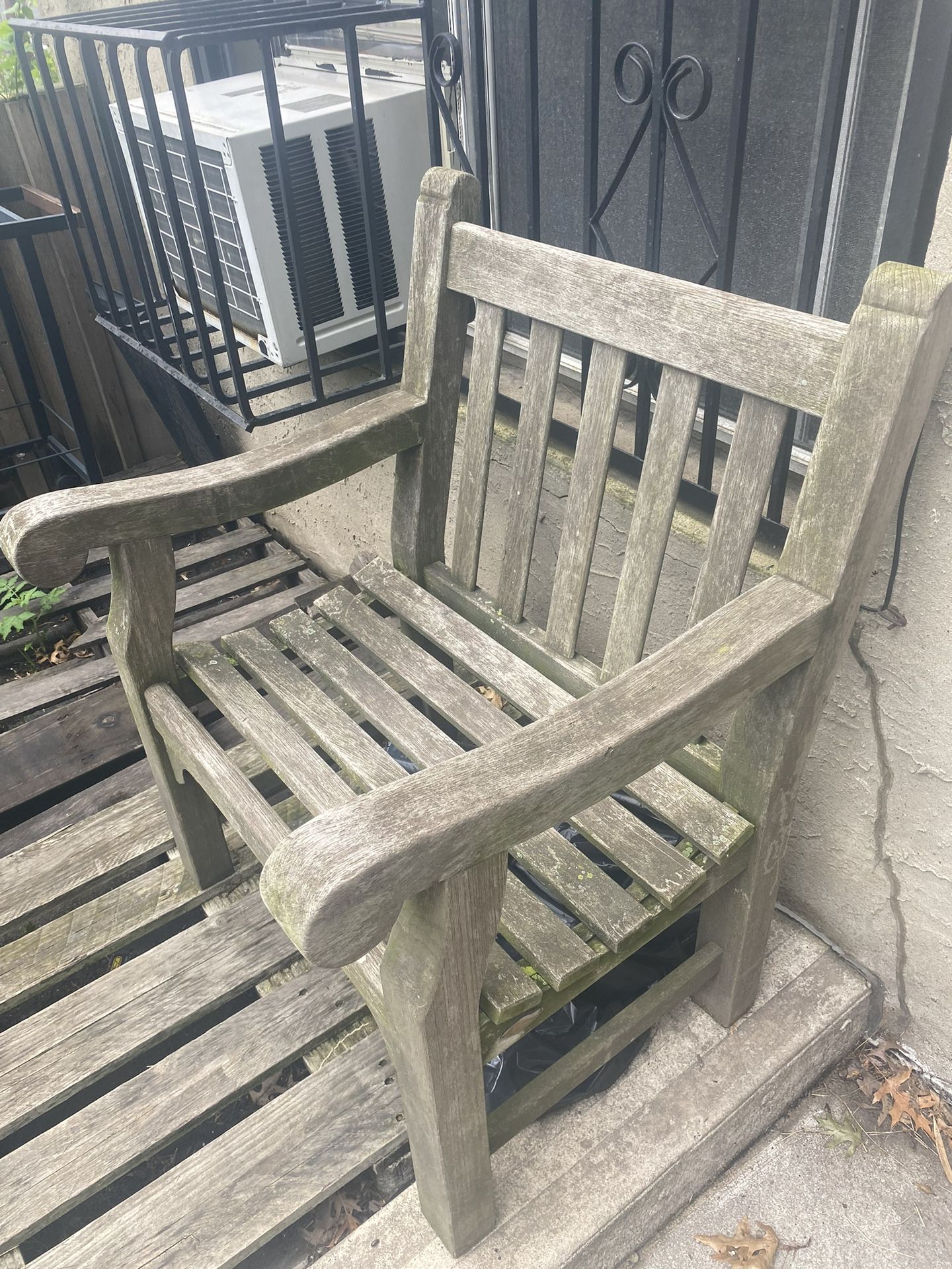 Vintage Weathered Wooden Garden Chair and Bench (Charles Verey Collection)