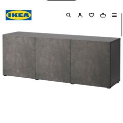 gray and black credenza/tv stand/storage