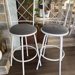 White Metal Counter Stools – Set of 2