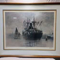 Beautiful Ship Painting With Artist Autograph And Numbered 
