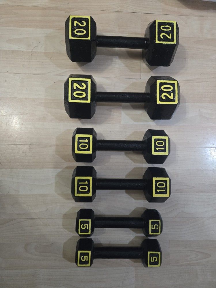 (2) 20. (2) 10. (2) 5 Lbs  Dumbbells